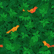 Foliate pattern with birds.