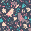 Floral seamless with birds