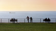 people relaxing in park viewing the sea in Getxo