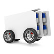 Illustration: Package of Medical Pills on Wheels isolated on white background Package of Medical Pills on Wheels isolated on white background