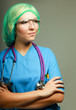 A female doctor in uniform, close-up