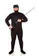 Underwater hunter man on a white background