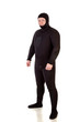 Underwater hunter man on a white background