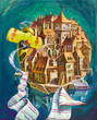 Illustration: Flight over the Island Town Flight over the Island Town