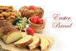 Easter sweet bread with red eggs and shortbread cookies