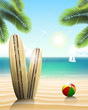 Surfboards On A Beach