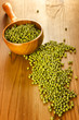 Soybeans in a wooden spoon