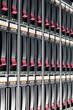 Side view on rack with multiple hard drives.