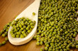 Soybeans in a wooden spoon