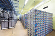 Room with many cables and backup power system.