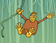 ape in the jungle cartoon illustration