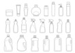detergents and toiletries bottles icon set