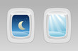 Vector: airplane windows night and day airplane windows night and day