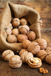 walnuts in a burlap bag