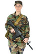 Junge Soldatin mit Gewehr
