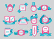 labels with cyan ribbons