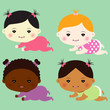 Vector illustration of baby girls