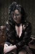 Black lace and fascinator