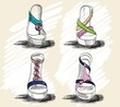 trendy fashion  sandals.  Fashionable Hand drawn illustration.