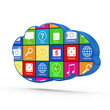 Illustration: Cloud Computing Symbol with Apps isolated on white background Cloud Computing Symbol with Apps isolated on white background