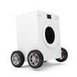 Washing Machine on Wheels isolated on white background