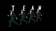 Business TEAM walking against black