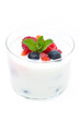 Photo: yogurt with different fresh berries in a glass beaker isolated yogurt with different fresh berries in a glass beaker isolated