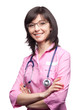 doctor woman in glasses with stethoscope