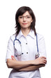 doctor woman in white medical gown and a stethoscope