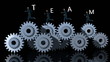 Metal Gears and Businessmans Running with TEAM text, Alpha