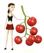 Illustration: 3d render of cartoon character with cherry tomato 3d render of cartoon character with cherry tomato