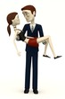Illustration: 3d render of cartoon character carrying woman 3d render of cartoon character carrying woman