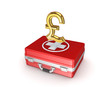 Symbol of pound sterling on a red medical case.