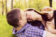 Young happy couple kissing