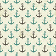 Seamless vintage pattern with anchor, marine background