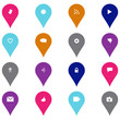 Social technology and media icon set in pinpoint shape