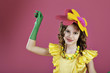 Photo: girl with flower on her head and in a yellow dress girl with flower on her head and in a yellow dress