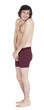 Isolated Timid Underwear Guy - Side View