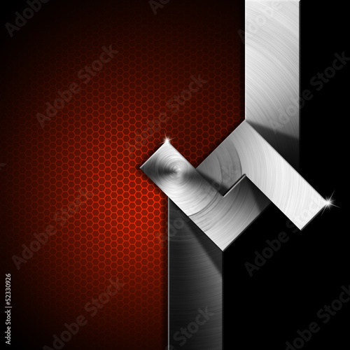 Illustration: Red and Metal Geometric Background Red and Metal Geometric Background