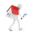 Illustration: 3d man with a magnifying glass and a house searching 3d man with a magnifying glass and a house searching