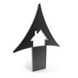 3d black up arrow with house inside rising prices