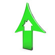 3d green up arrow with house inside rising prices