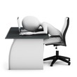 3d man sleeping on a desk with laptop