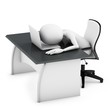 3d man sleeping on a desk with laptop