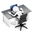 3d man sleeping on a desk with laptop