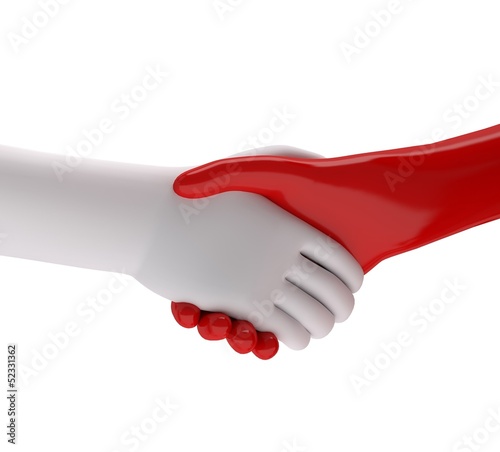 Illustration: rot weiss handschlag rot weiss handschlag