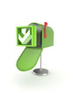 Green tick mark and mailbox.