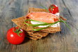 Toast the bread from grain and salmon.