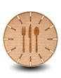 Illustration: Old Paper Clock Face with Fork and Spoon Old Paper Clock Face with Fork and Spoon