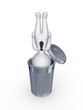 3d small person in recycle bin.